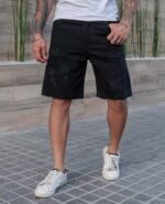 Bermuda Mom Jeans Negro con Rotura