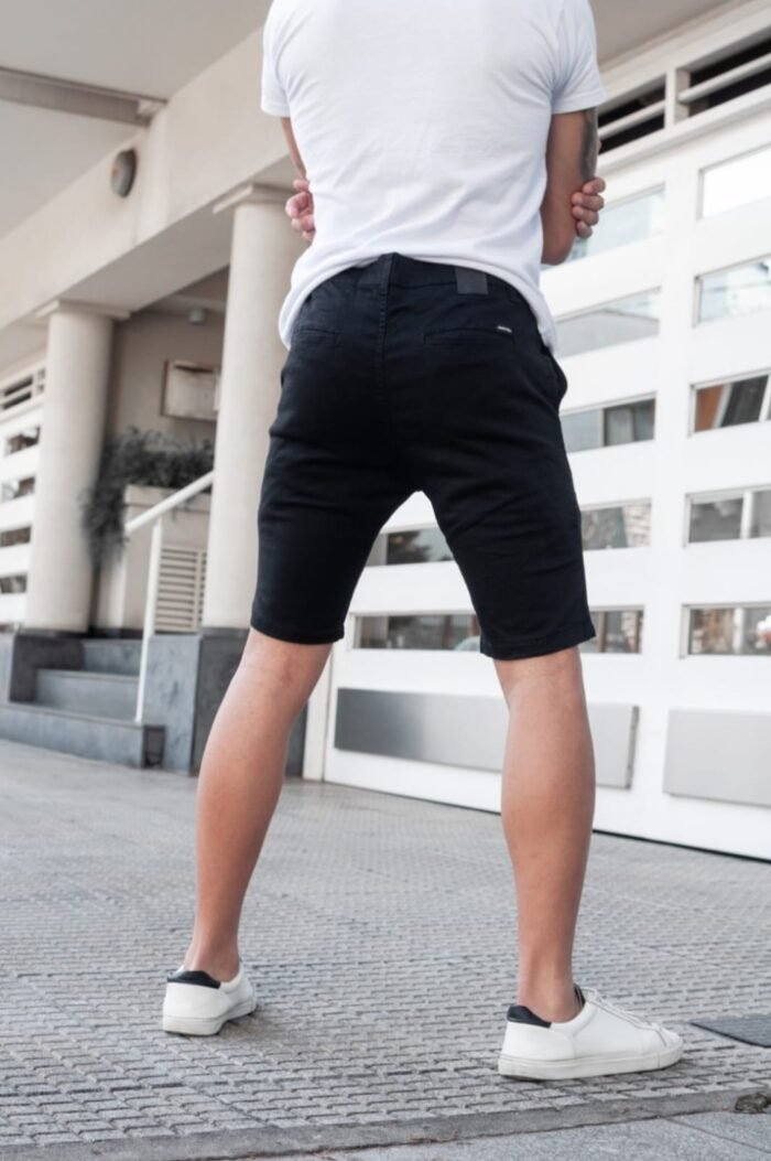 Bermuda Chino Negro Gabardina Elastizado - Imagen 2