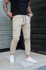 Pantalón Jogger Gabardina Cargo Beige