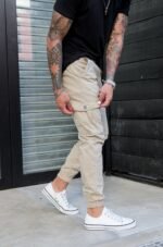 Pantalón Jogger Gabardina Cargo Beige - Imagen 3
