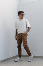 Pantalón Jogger Cargo Almendra Gabardina Elastizado - Imagen 3