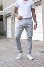 Pantalón Chino Slim Fit Gris Perla - Imagen 3