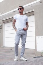 Pantalón Chino Slim Fit Gris Perla - Imagen 2