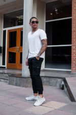 Pantalón Jogger Cargo Negro Gabardina Elastizado - Imagen 5