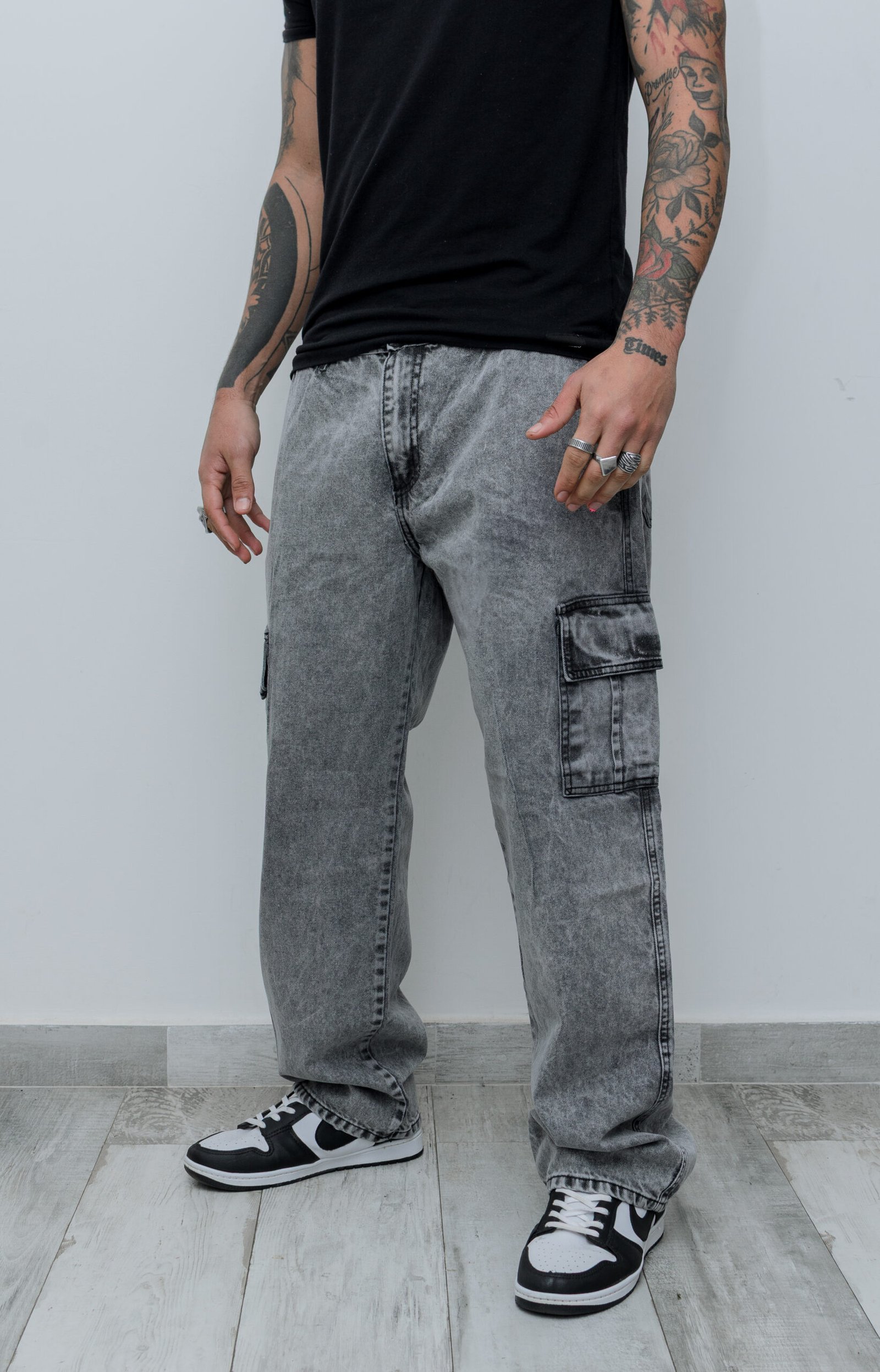 DSC_4484 Pantalón Cargo Rigido Jean Nevado Gris - Imagen 1