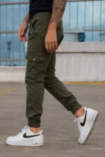 Pantalón Jogger Cargo Verde Gabardina Elastizado - Imagen 4