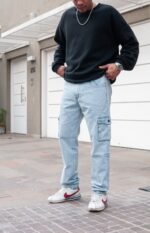 Pantalón Cargo Rigido Jean Celeste Nevado