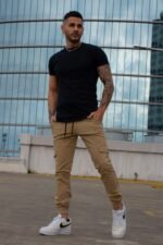 Pantalón Jogger Cargo Habano Gabardina Elastizado - Imagen 2