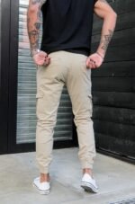 Pantalón Jogger Gabardina Cargo Beige - Imagen 2