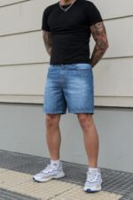 Bermuda Jean Clasico Stone Clarito Localizado Corto