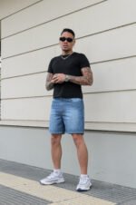 Bermuda Jean Clasico Stone Clarito Localizado Corto - Imagen 3