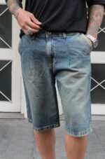 Bermuda Jean Baggy Oxido con Pinzas - Imagen 5