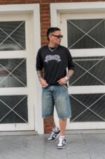 Bermuda Jean Baggy Oxido con Pinzas - Imagen 3