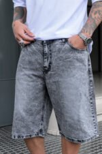 Bermuda Jean Baggy Nevado Gris - Imagen 4