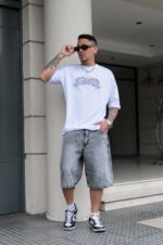 Bermuda Jean Baggy Nevado Gris - Imagen 3