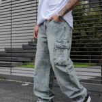 Pantalón Cargo Rigido Jean Baggy Matizado