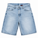 Bermuda Jean Mom Baggy Celeste Rigido - Imagen 2