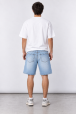 Bermuda Jean Mom Baggy Celeste Rigido - Imagen 4
