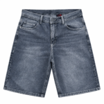 Bermuda Jean Mom Baggy Gris Rigido - Imagen 2