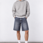 Bermuda Jean Mom Baggy Gris Rigido