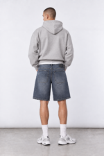 Bermuda Jean Mom Baggy Gris Rigido - Imagen 4
